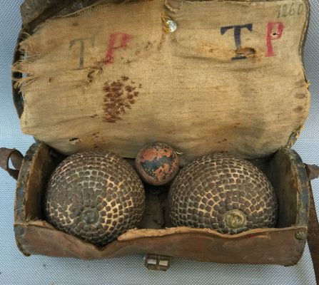 Ancien Coffret de 5 Boules de Pétanque Obut en Acier - Vintage French Finds